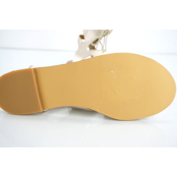 Nordstrom Brass Plum BP Gold Leather Ankle Strappy Flat Caged Sandal SZ 6.5 New - Picture 7 of 11